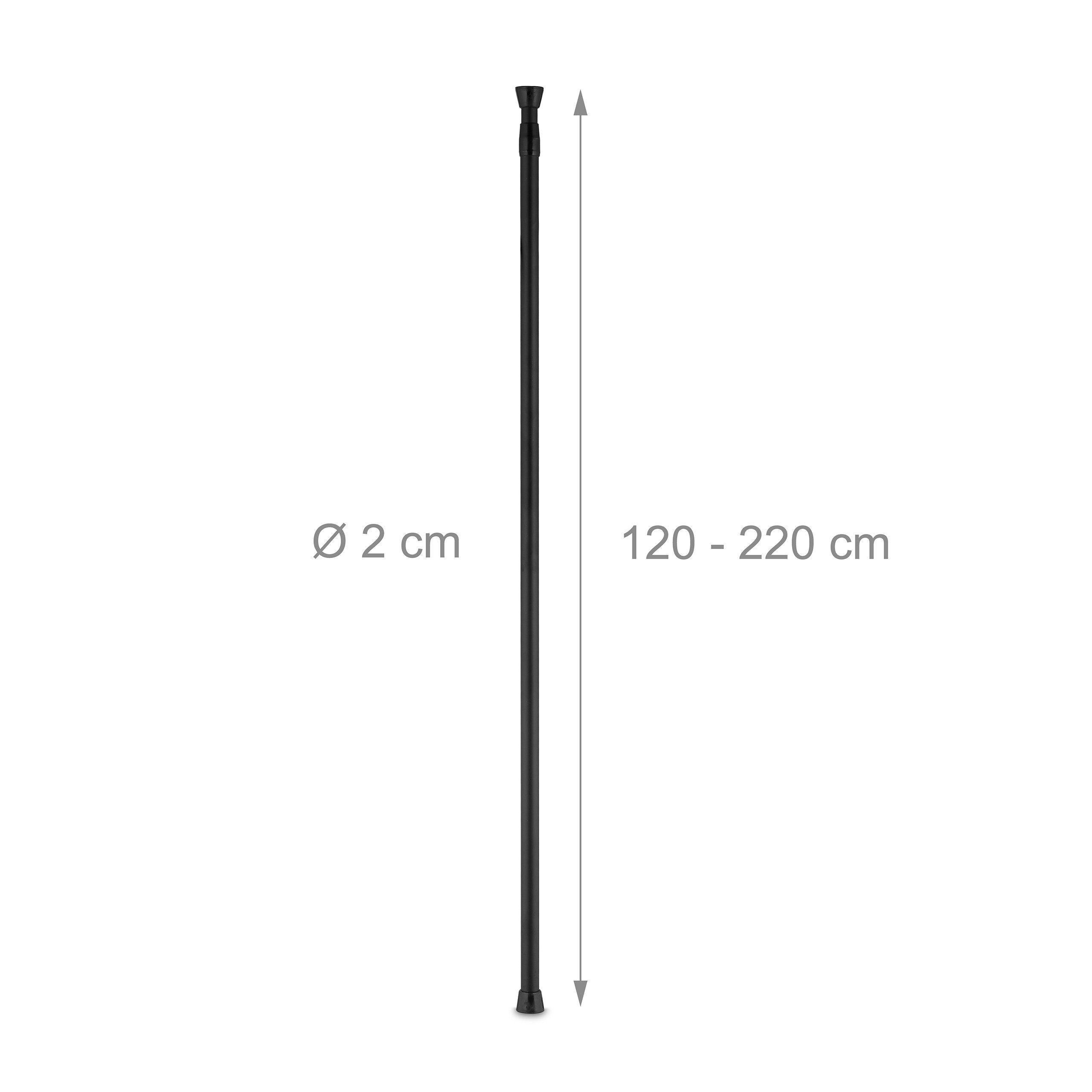 relaxdays Duschvorhangstange Schwarze Teleskopstange Edelstahl, Ø 2 mm, 1-läufig, 1 Stück Teleskopstange, mit festen Antirutschkappen, ohne Dekoration, Klemmmon – Bild 4 von 5