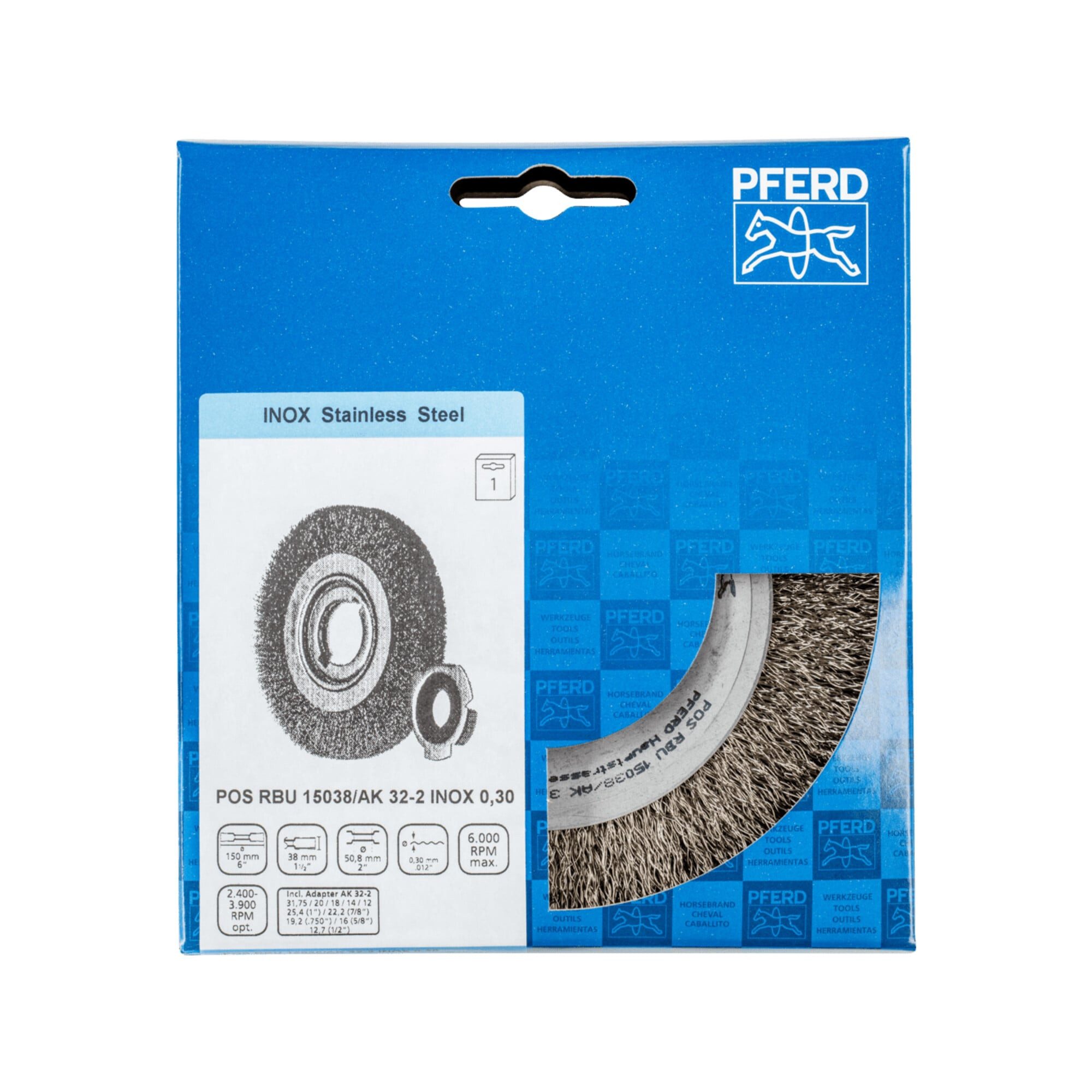 Pferd Rundbürste PFERD TOOLS POS Rundbürste breit ungezopft RBU Ø150x38xvariable Bohrun