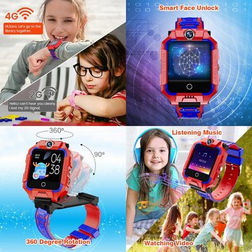 ele eleoption für Kinder Mädchen Jungen, GPS IP67 Wasserdicht Smartwatch (Android / iOS), mit 4G 360° Dual-Kamera WiFi Video Telefonanruf SOS Schrittzähler