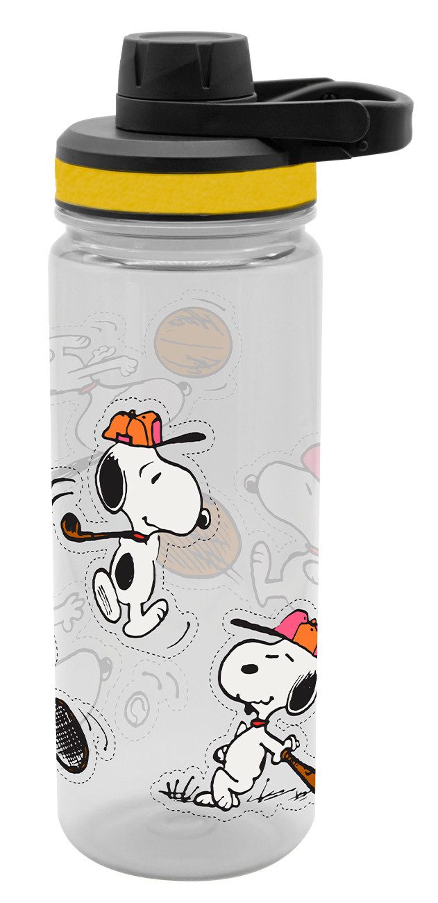 Geda Labels GmbH Trinkflasche Peanuts Persistence, Schwarz, 700ml, Schraubdeckel mit Trinköffnung