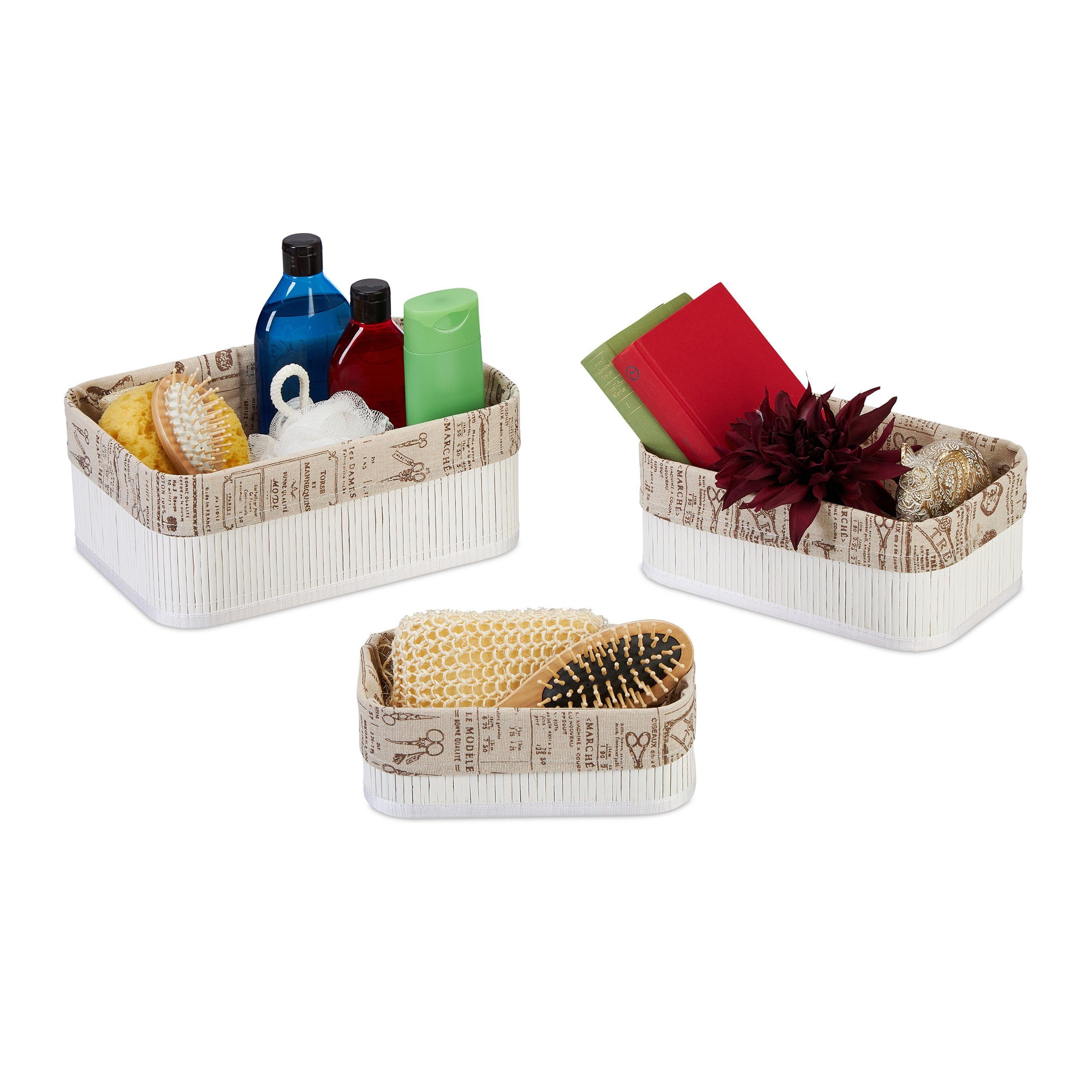relaxdays Aufbewahrungskorb 3er Set aus Bambus günstig online kaufen