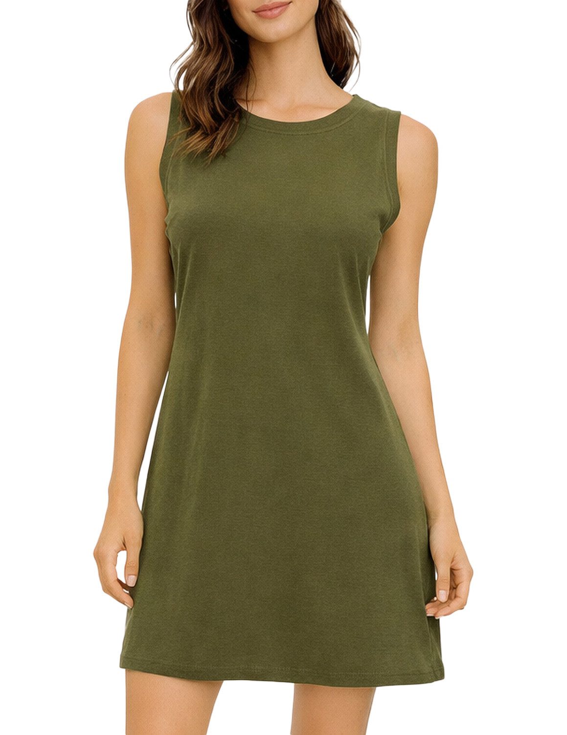 Vishes Sommerkleid Ärmelloses Kleid Damen A-Linie Jersey Baumwolle Unifarben Alternative Mode, Boho, Hippie, Ethno, Festival