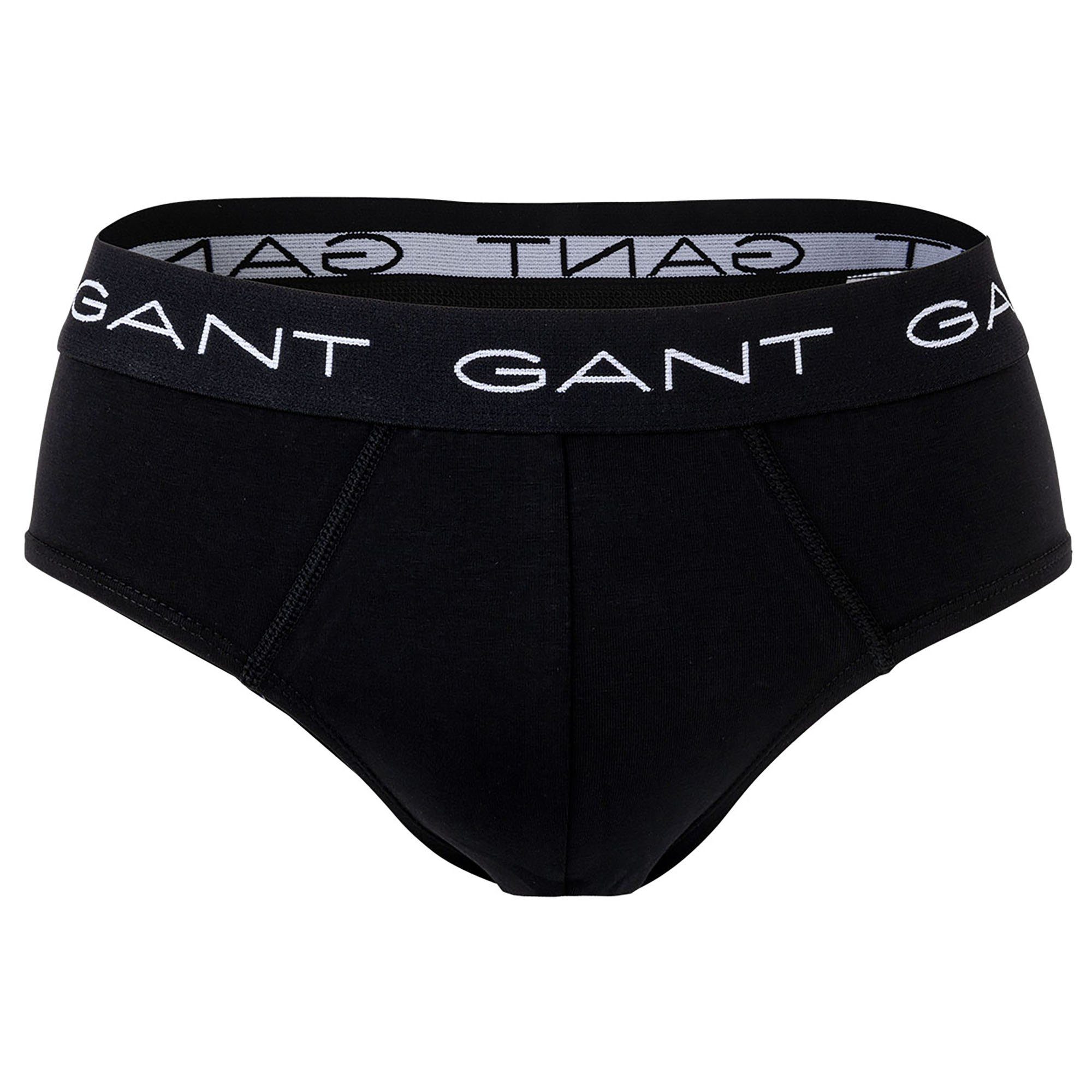 Gant Slip 3er Slips, Pack Cotton Logo-Bund, Briefs, - Schwarz Herren
