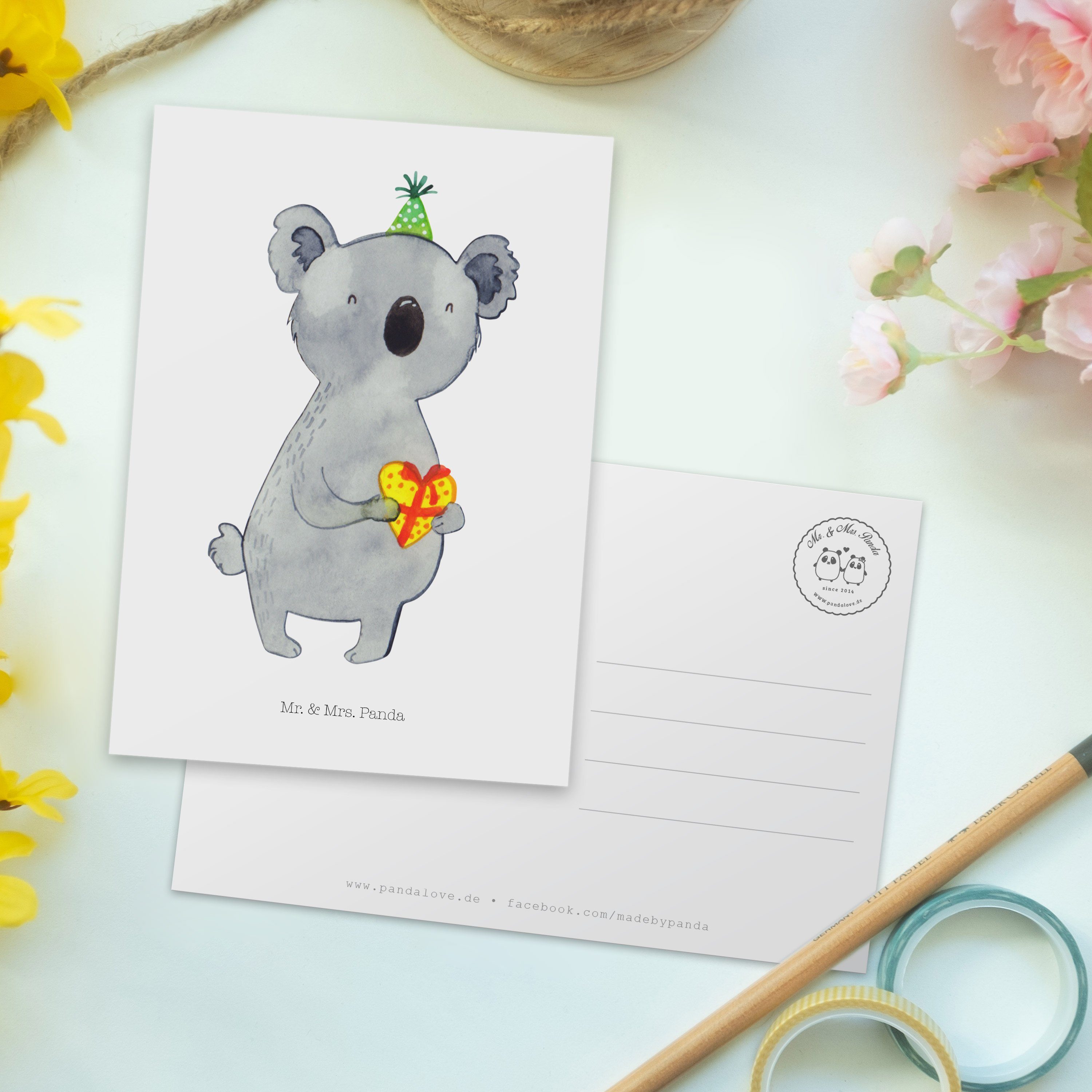 Mr. & Mrs. Panda Weiß Dankeskarte, - Einladung - Koala Geschenkkarte, Party, Postkarte Geschenk
