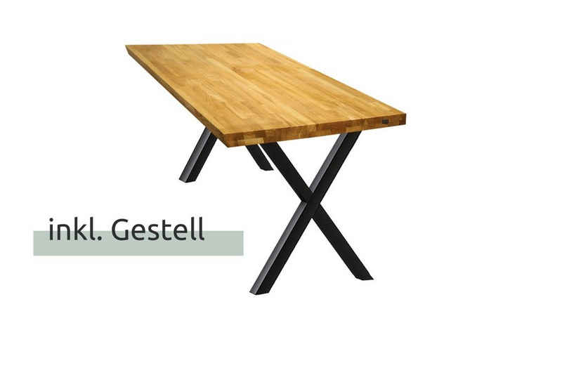 holz4home Esstisch Doppel-Dreieck Gestell (Set, Tischplatte inklusive Tischgestell), 180 x 100 cm