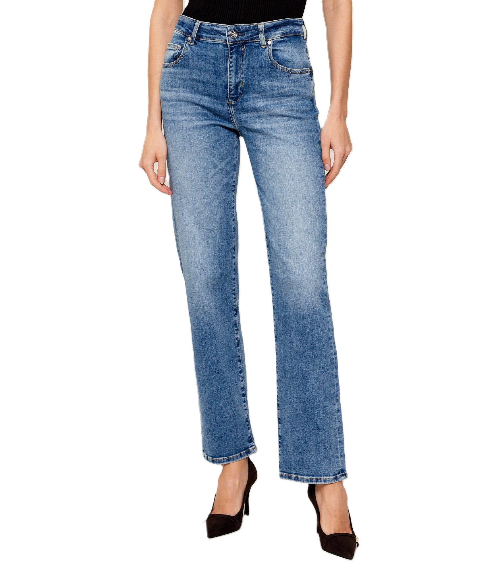 Liu Jo Stoffhose - Damen Straight Jeans - Regular Fit Jeans mit Stretch - klassische De
