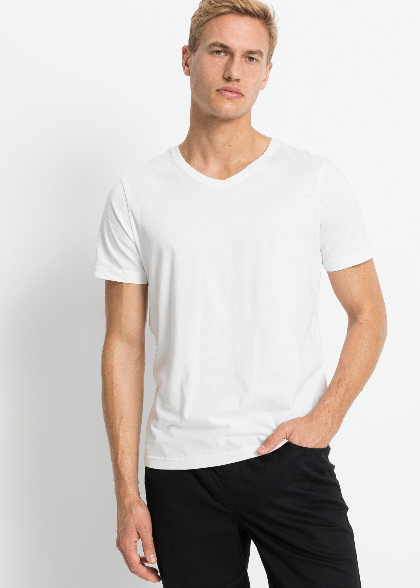 bonprix T-Shirt (Packung, 5-tlg) regular fit Schnitt, Kurzarm, V-Ausschnitt günstig online kaufen