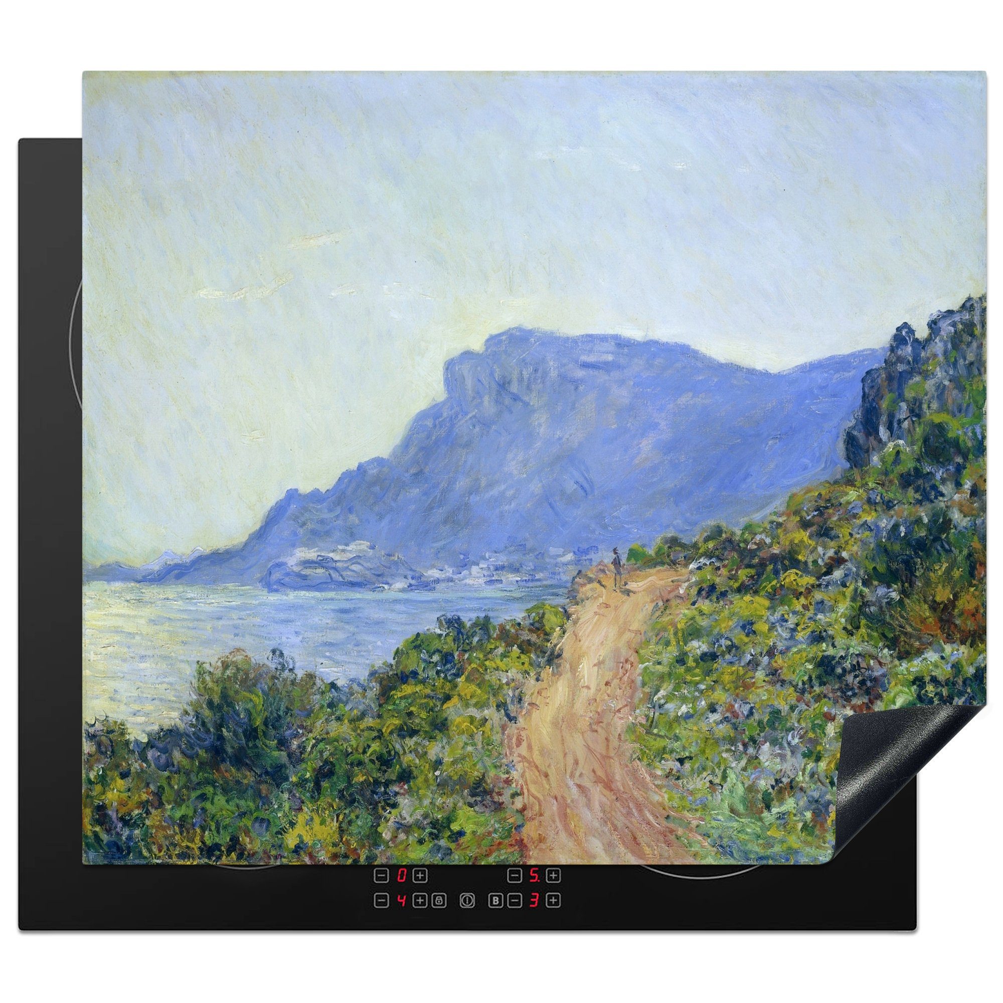 - cm, Ceranfeldabdeckung Monet, 59x52 (1 bei Vinyl, Claude für Monaco La MuchoWow von Herdblende-/Abdeckplatte Induktionsmatte Gemälde tlg), küche, Corniche die