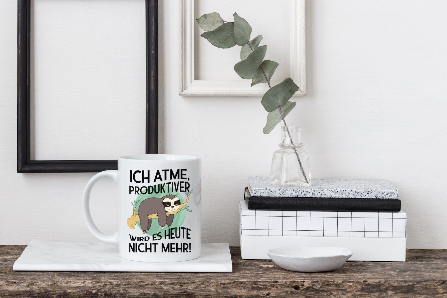Youth Designz Tasse Ich atme, Produktiver wird es heute nicht mehr Kaffeetasse Geschenk, Keramik, mit lustigem Print