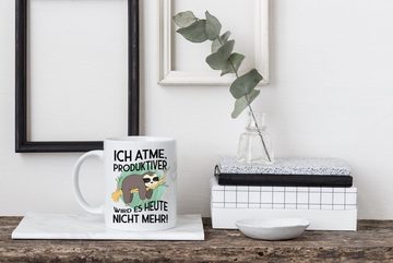 Youth Designz Tasse Ich atme, Produktiver wird es heute nicht mehr Kaffeetasse Geschenk, Keramik, mit lustigem Print