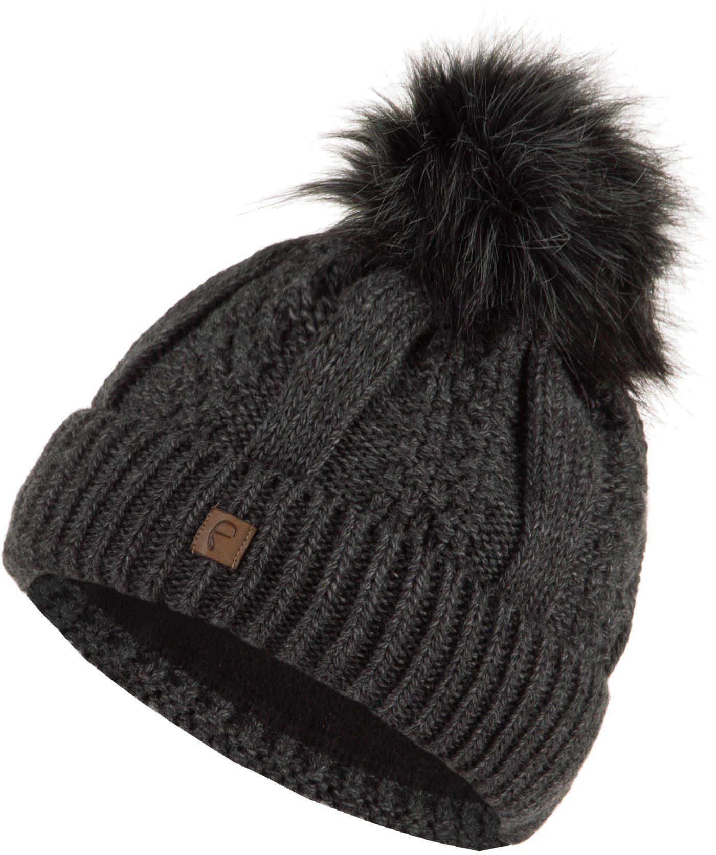 Bommelmütze Wintermütze Fleece-Futter Winter Beanie-Mütze Unisex One-Size