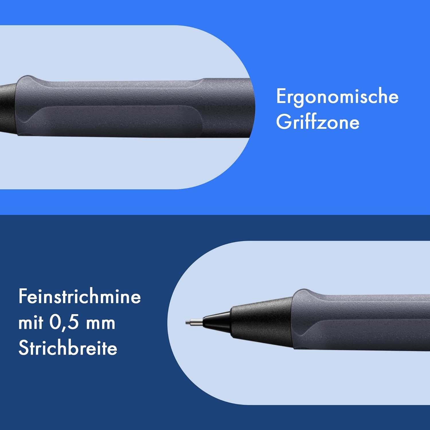 LAMY Druckbleistift LAMY Druckbleistift Safari STEEL BLACK mit Mine 0,5mm und Radiergummi