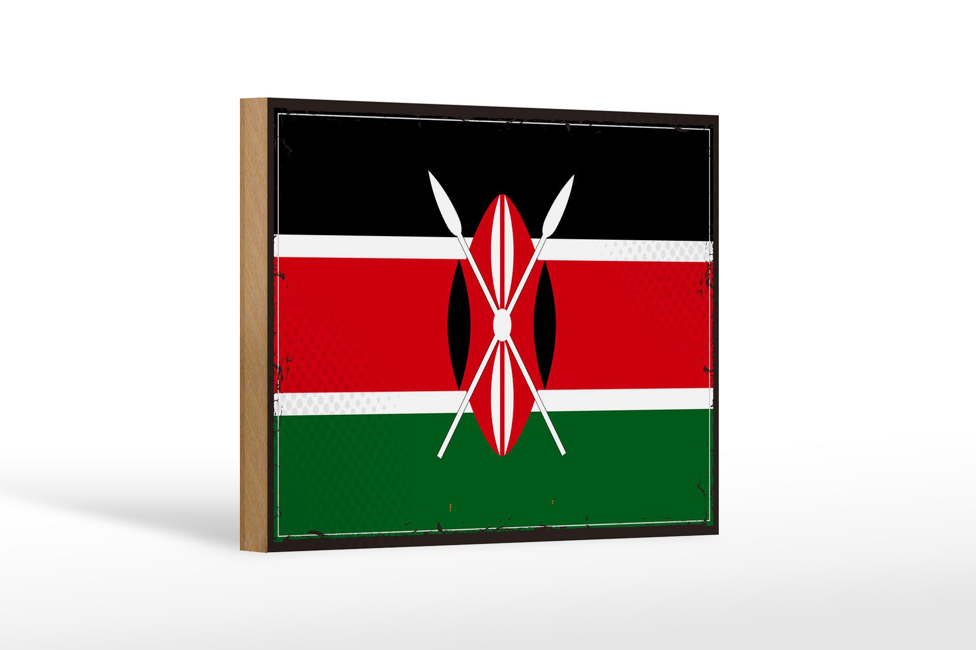 Femer GmbH Holzbild Flagge Kenias 18x12 cm Retro Flag of Kenya, Flaggen (1 St), Glatte Holzfaserplatte (MDF), vorn beschichtet