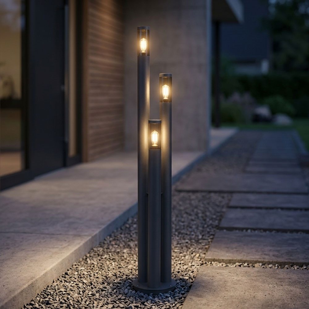 GLOBO LIGHTING LED Außen-Stehlampe, Leuchtmittel inklusive, Warmweiß, Außenlampe Standleuchte Wegeleuchten Außen Edelstahl Gartenleuchte