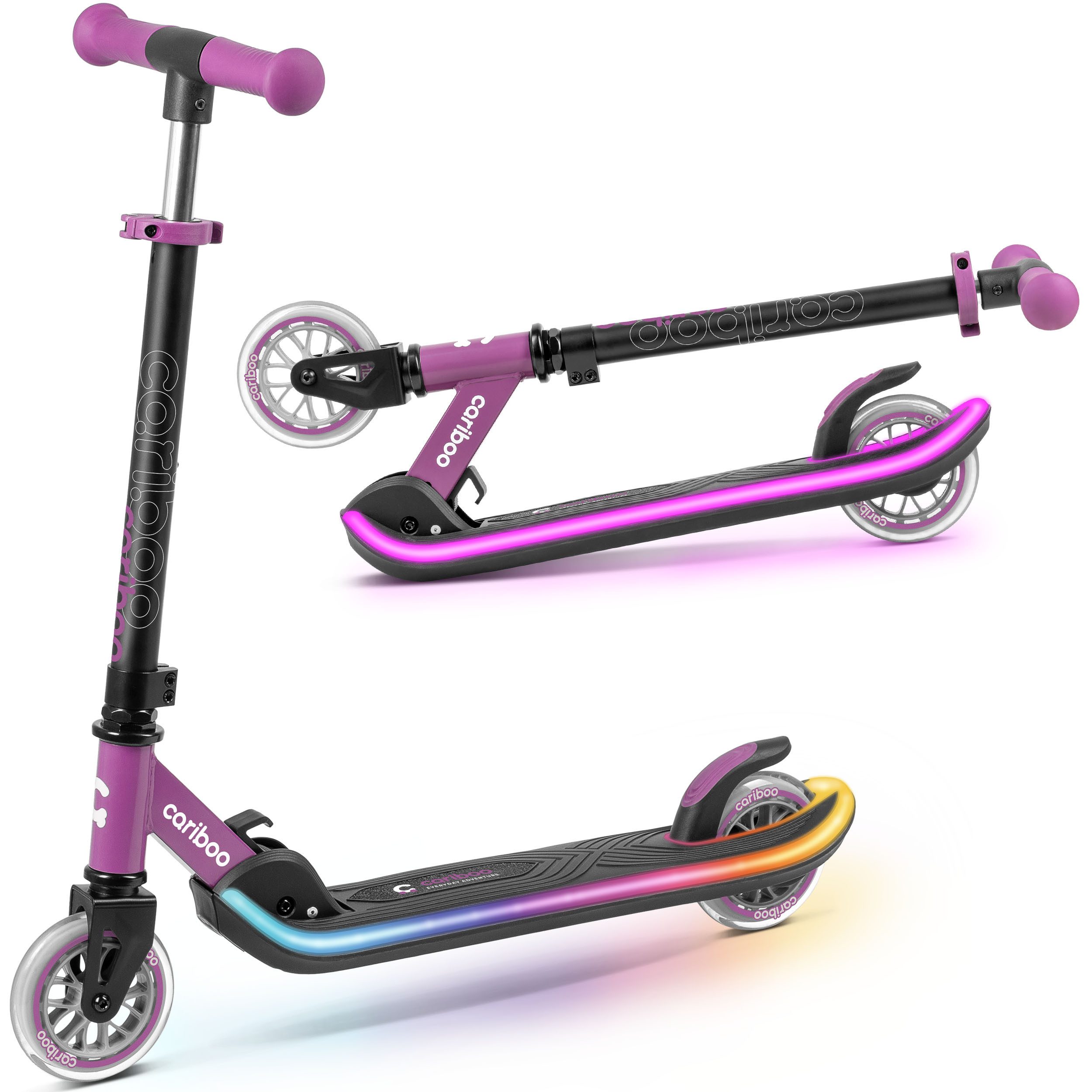Cariboo Tretroller Zweirad-Kinderroller CARIBOO LEDSTAR leuchtendes LED-Deck 11 Modi
