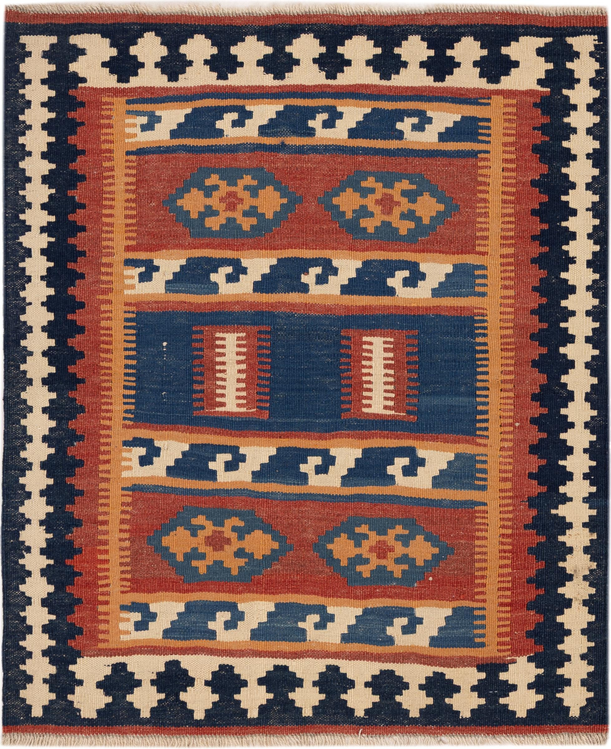 Nain Trading Orientteppich Kelim Fars Ghashghai 80x98 Handgewebter Orientteppich / Perserteppich, rechteckig, Höhe: 5 mm