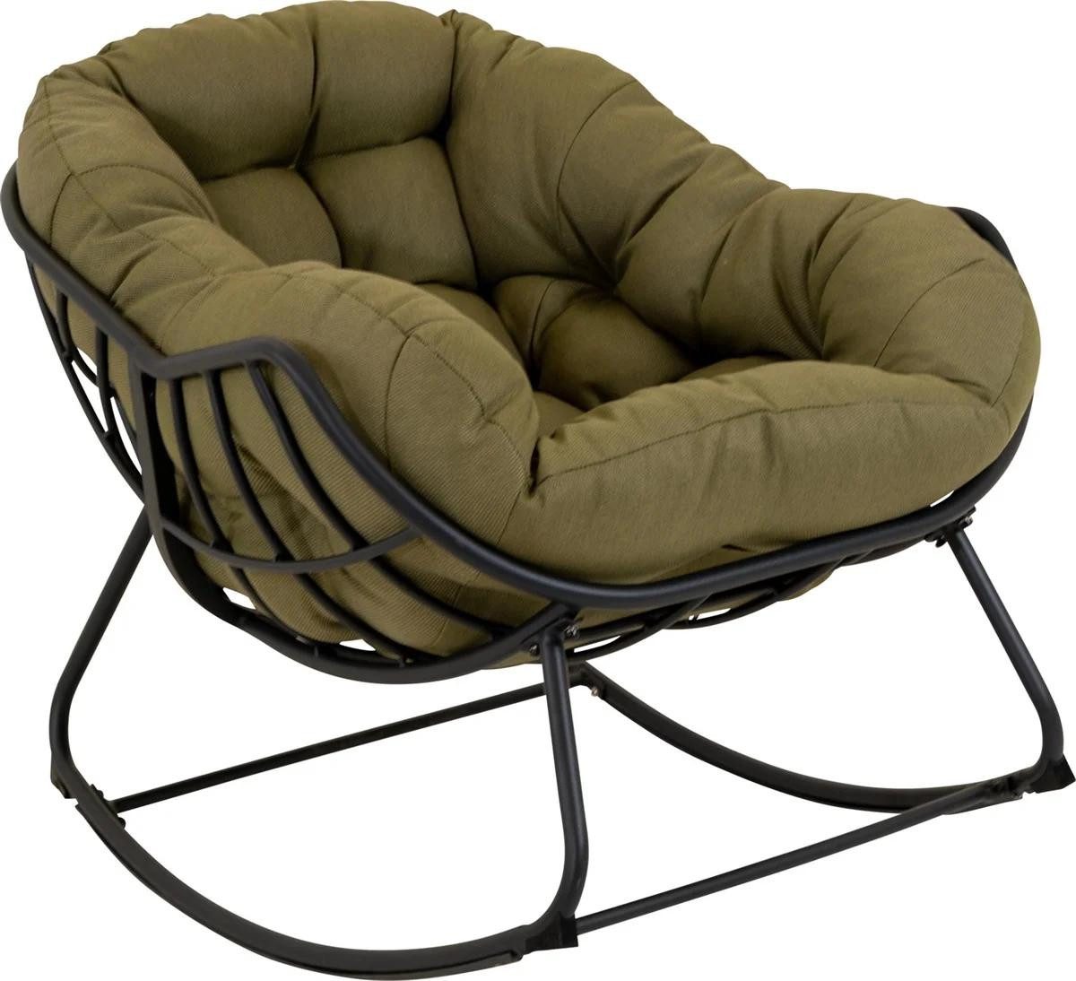 Natur24 Gartenstuhl Cozy Schaukelstuhl Aluminium Olefin Schwarz Grün 97 x 117 x 82 cm