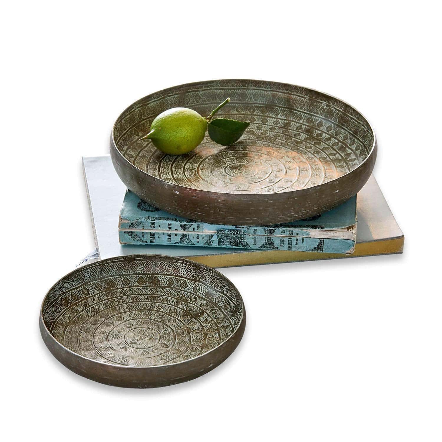Mirabeau Tablett Tablett 2er Set Birse antikbronze, Aluminium