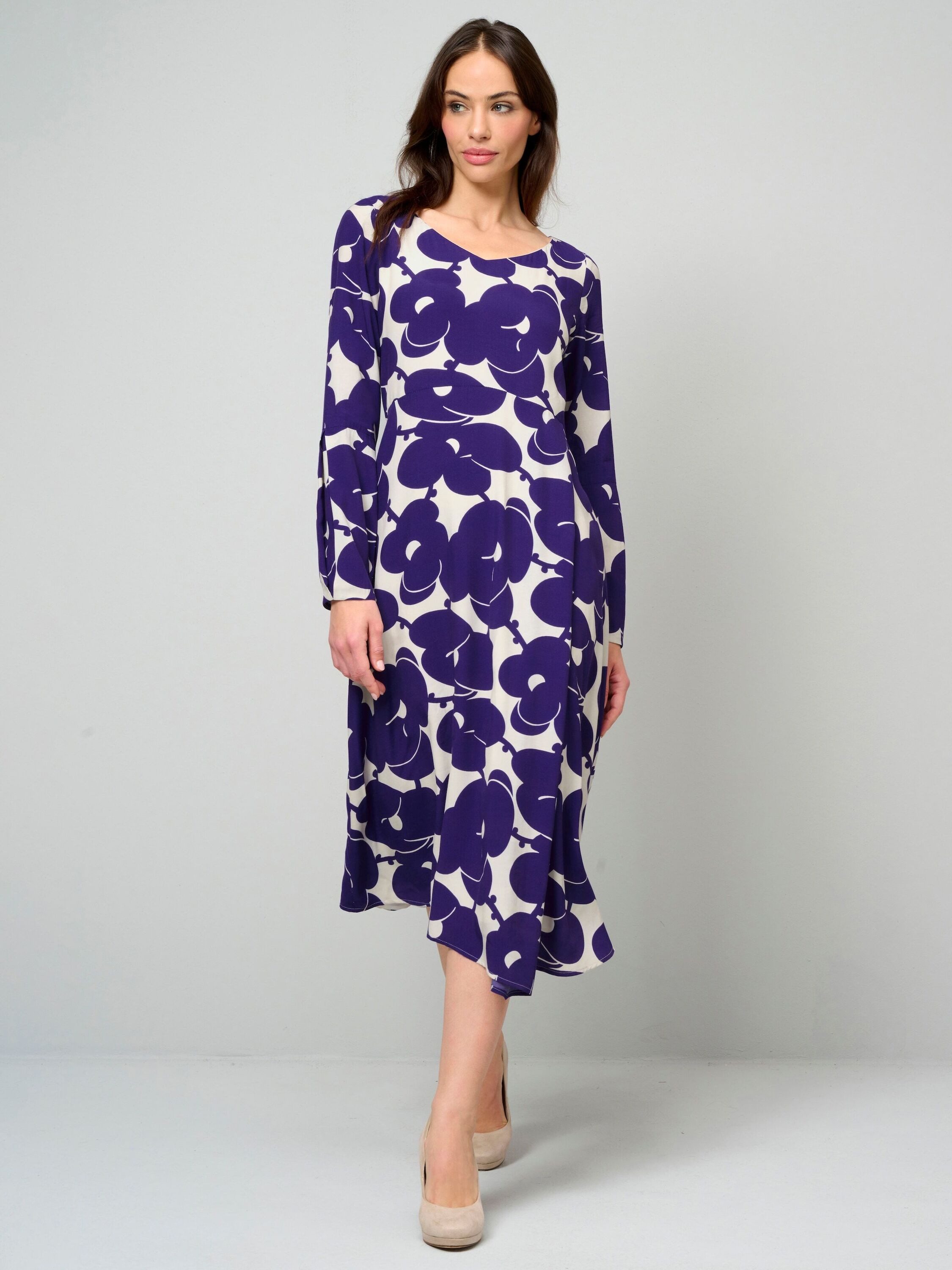 Alba Moda Druckkleid Florales Druckkleid mit Kellerfalte