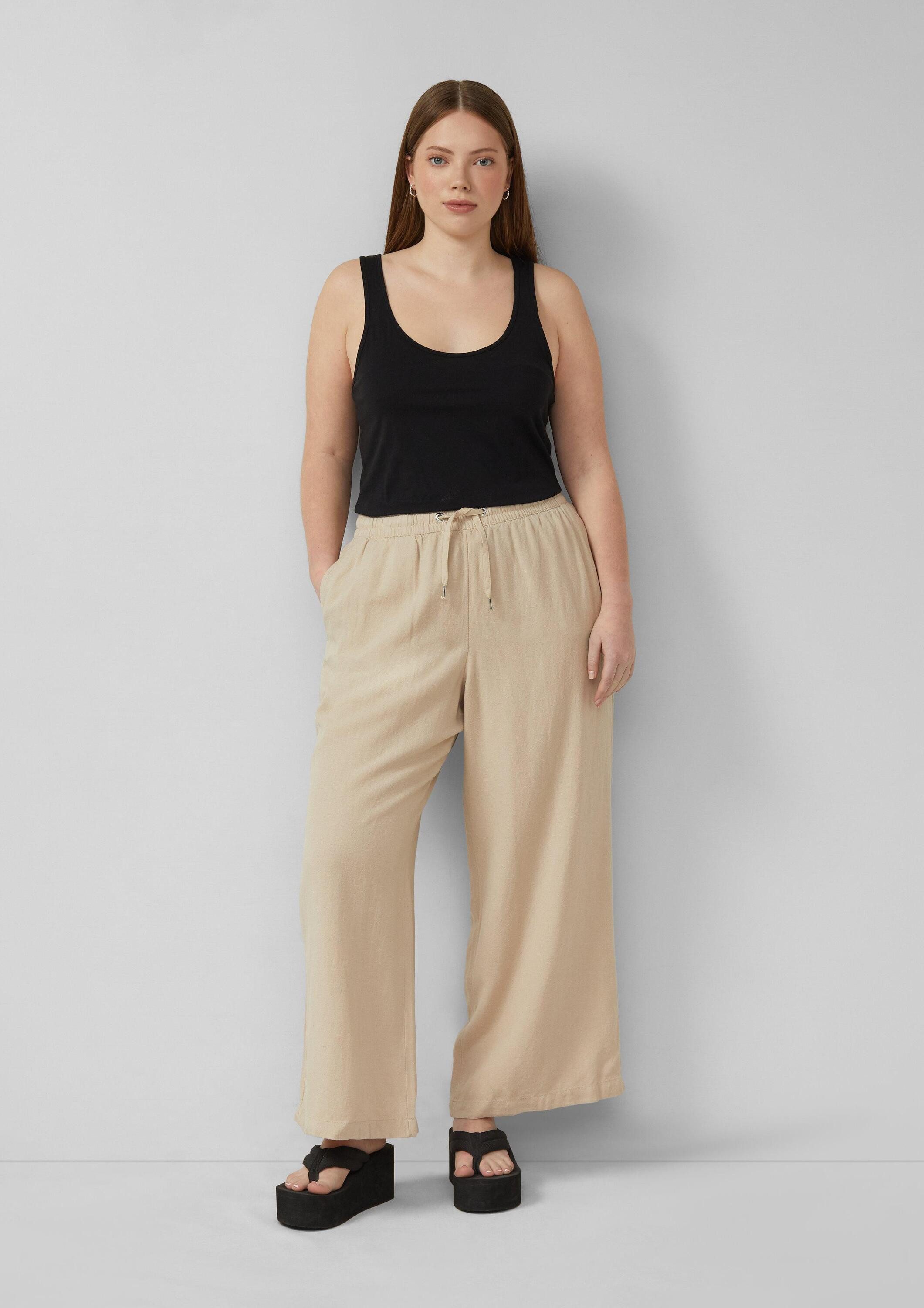 QS Chinos Hose Leinenmix Hose mit weitem Bein