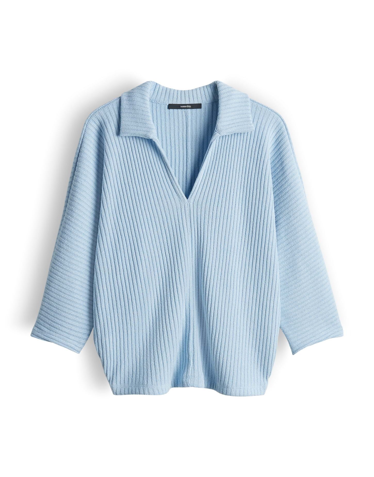 someday Sweatshirt Uvela Sweatshirt in Rippenstruktur aus Sweatware Weite Passform, Fledermausärmel und V-Ausschnitt