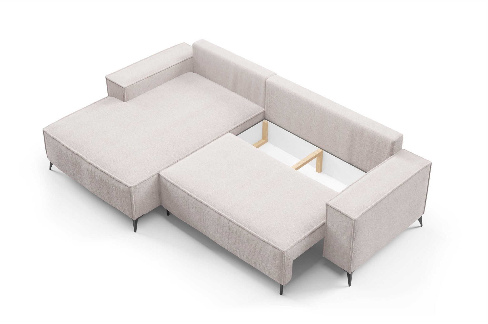 Fun Möbel Ecksofa Schlafsofa Sofa FUN DANIA in Polsterstoff Aragon, Ottomane Links oder Rechts, Rundumbezug