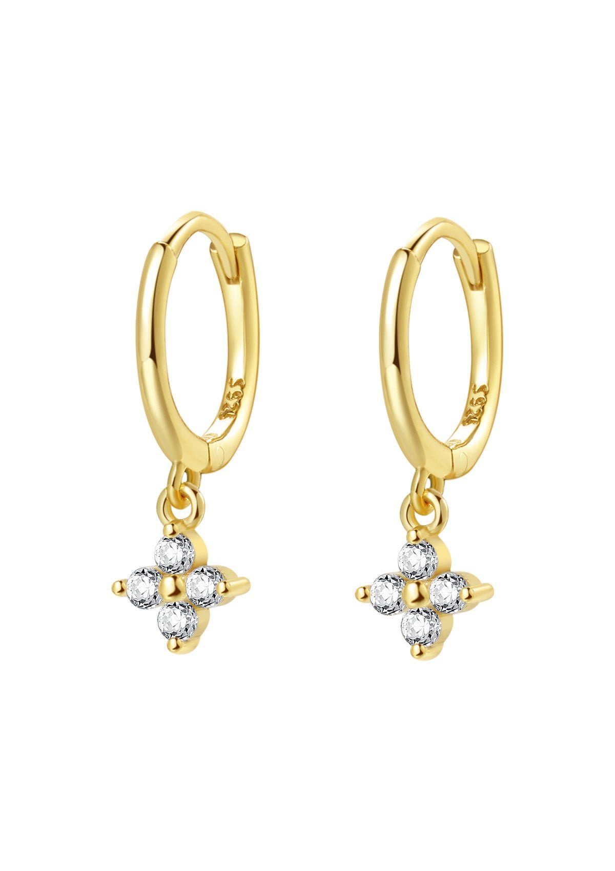 Hey Happiness Paar Creolen Blume Kristall, 18K Vergoldetes 925er Silber, Da günstig online kaufen