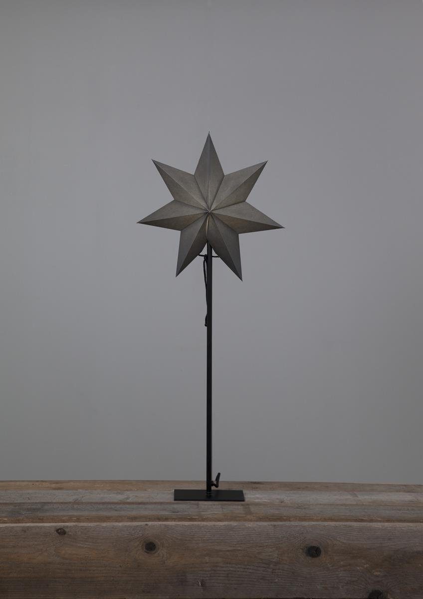 STAR TRADING LED Stern Papierstern Weihnachtsstern stehend 7-zackig 85cm E14 inkl. Kabel grau