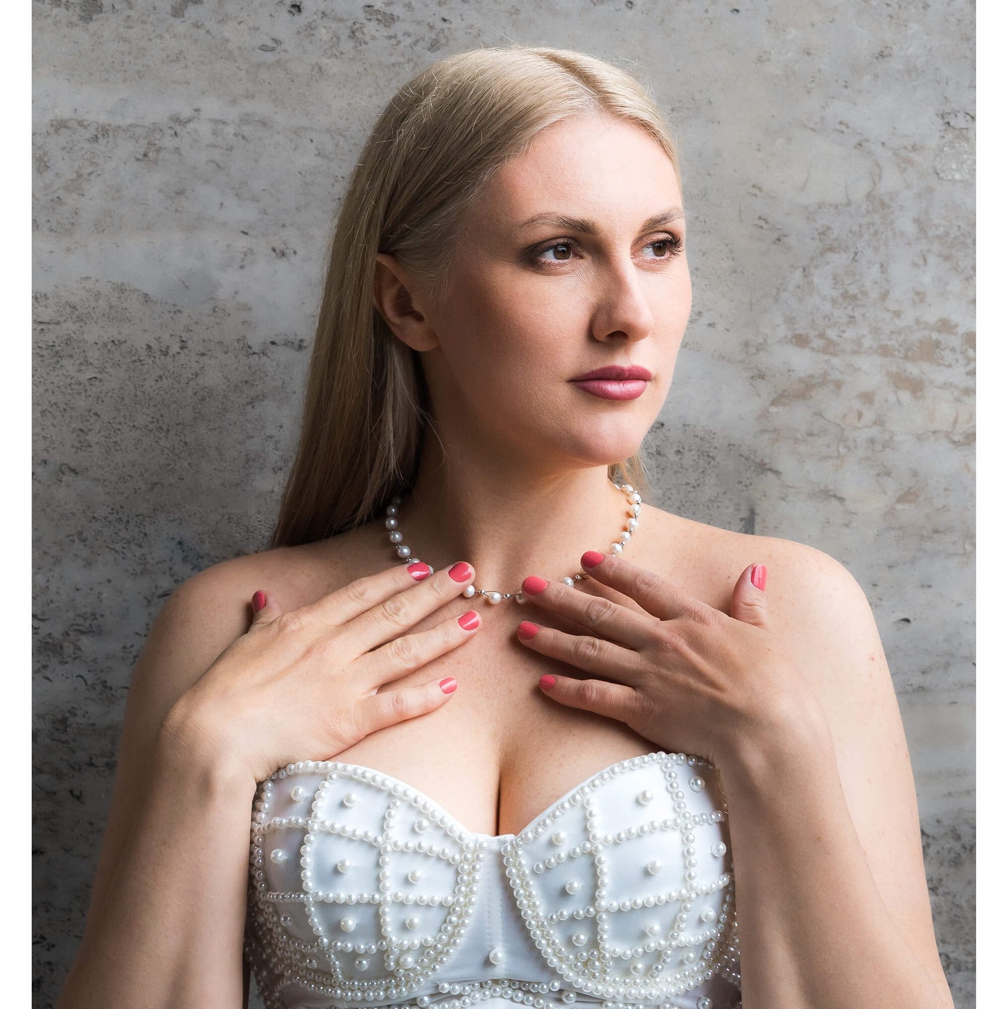Schmuck Krone Perlenkette Kette aus echten Perlen & 925 Silber, creme-weiß, günstig online kaufen