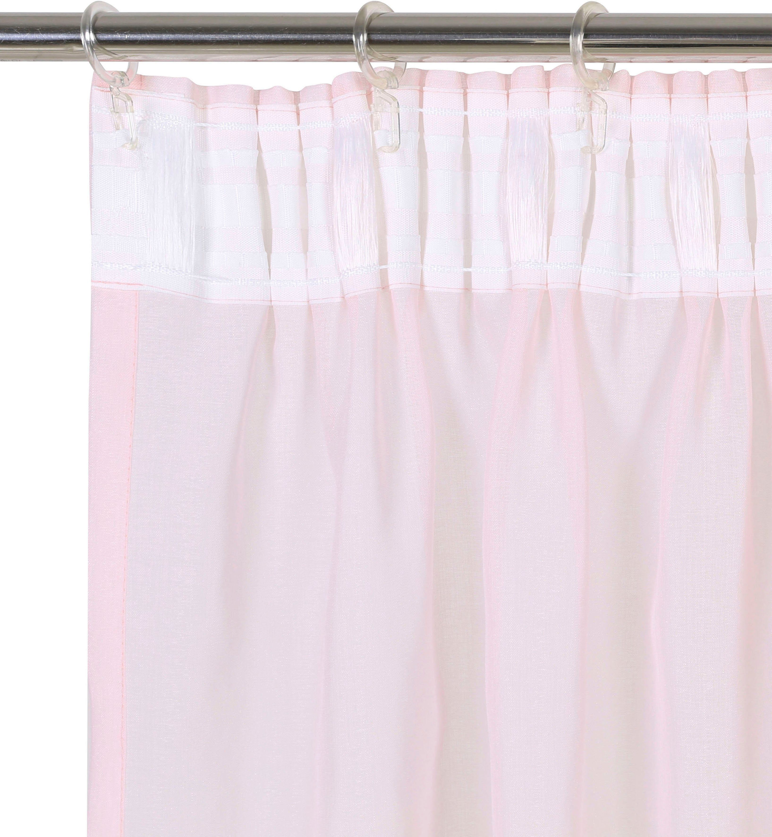 Polyester, rosé Dolly, home, Gardine transparent, St), glatt, (1 my Multifunktionsband transparent, gewebt