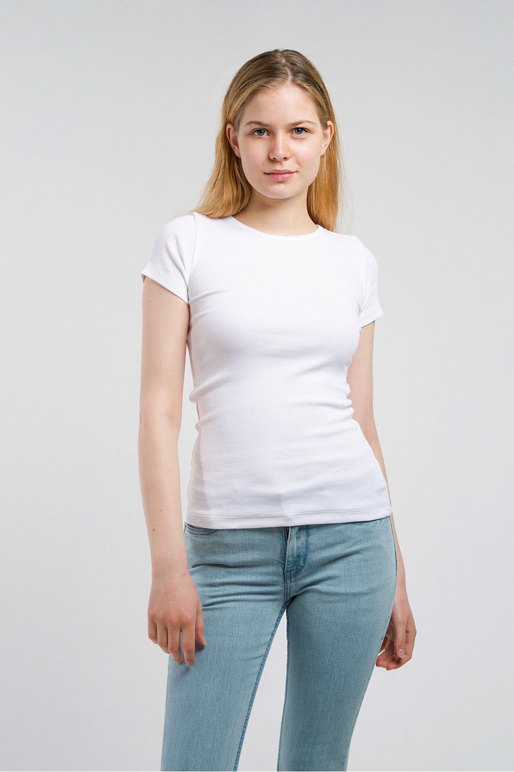 HONEST BASICS Rundhalsshirt aus GOTS zertifizierter Bio-Baumwolle, aus Stretch-Rippstoff White