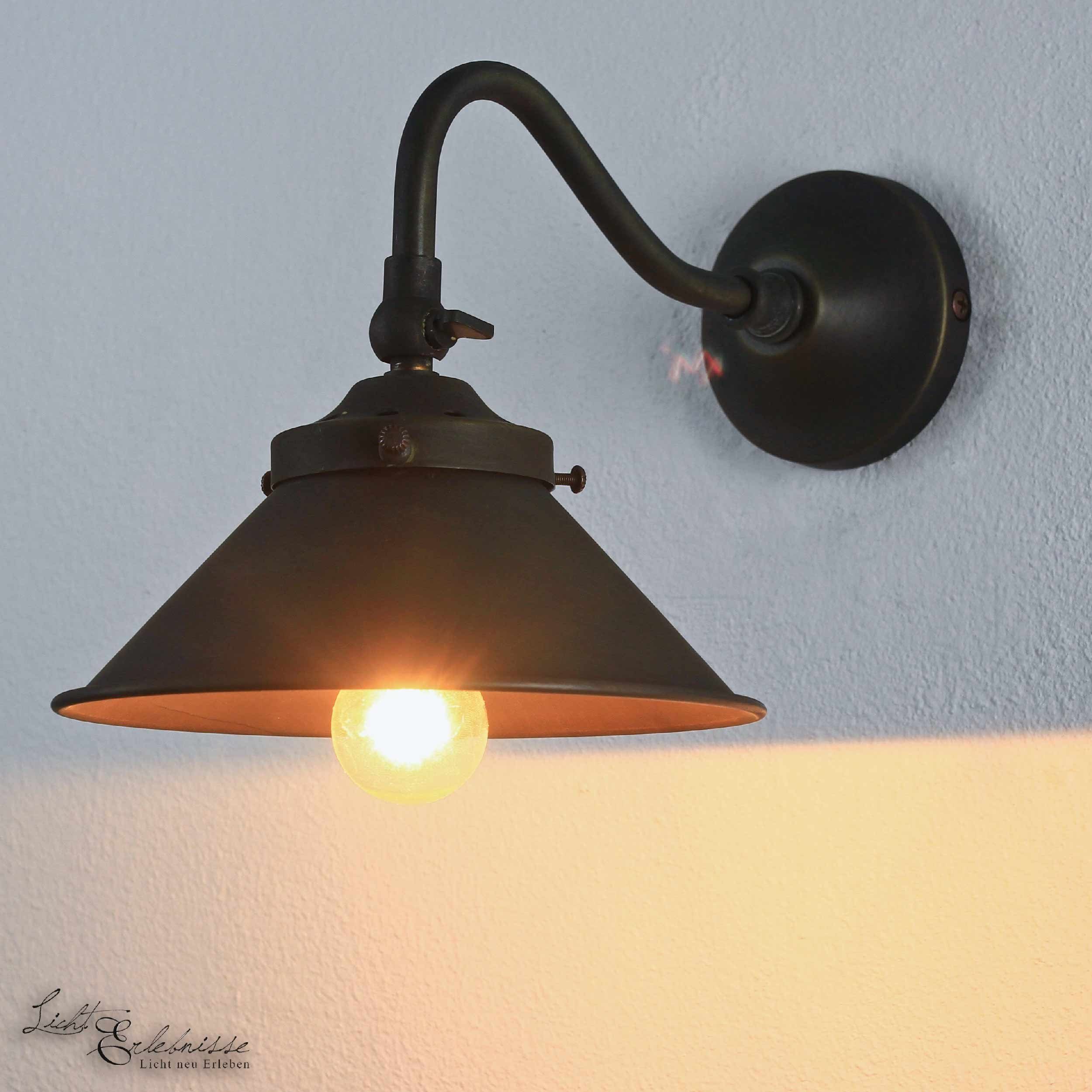 H:16cm Licht-Erlebnisse Leuchtmittel, Messing E14 Wandleuchte Wandlampe ohne Schlafzimmer Premium Industrial ALICE,