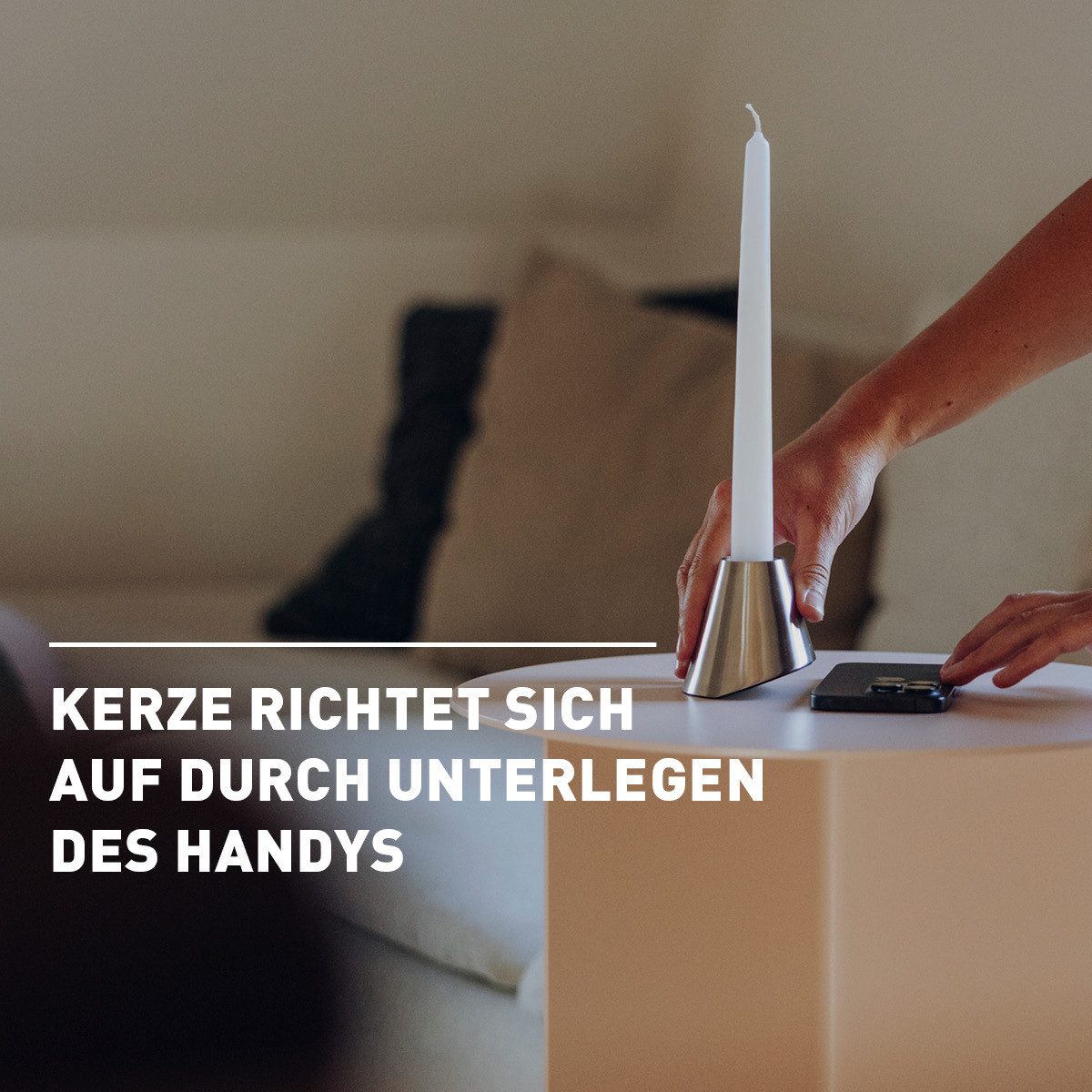 höfats Kerzenhalter DIGI Detox (Weg vom Handy Dank stylischem Kerzenständer, weniger Bildschirmzeit mehr Gespräche & Achtsamkeit, Digital Detox), Deine Digitale-Auszeit vom Smartphone, rutschfest & kippsicher