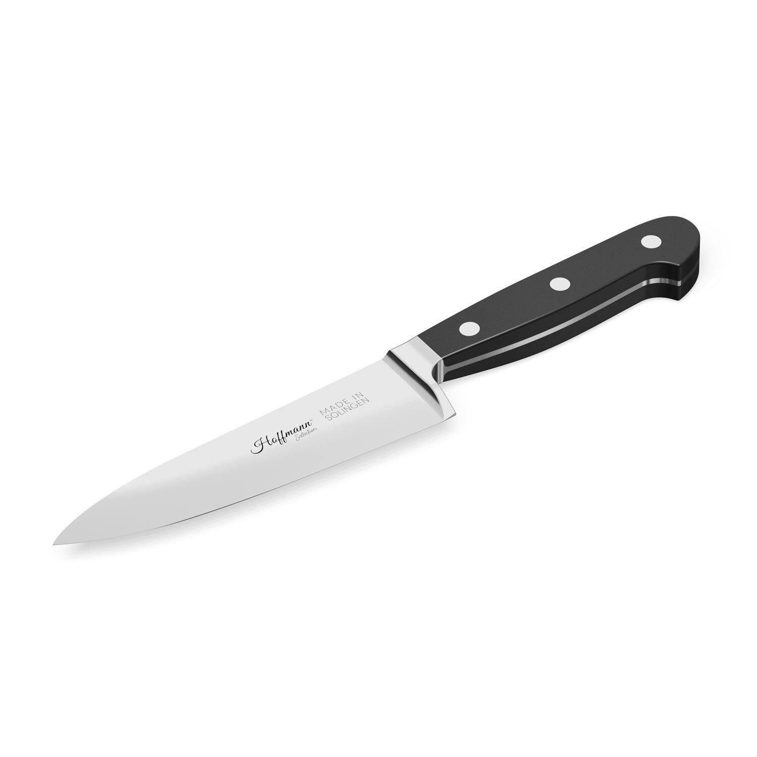 Hoffmann Germany Kochmesser Chefmesser klein handgeschmiedet Solingen 16 cm – rostfrei, X50CrMoV15, 58 HRC, Glatter Schliff, POM-Griff, Solingen