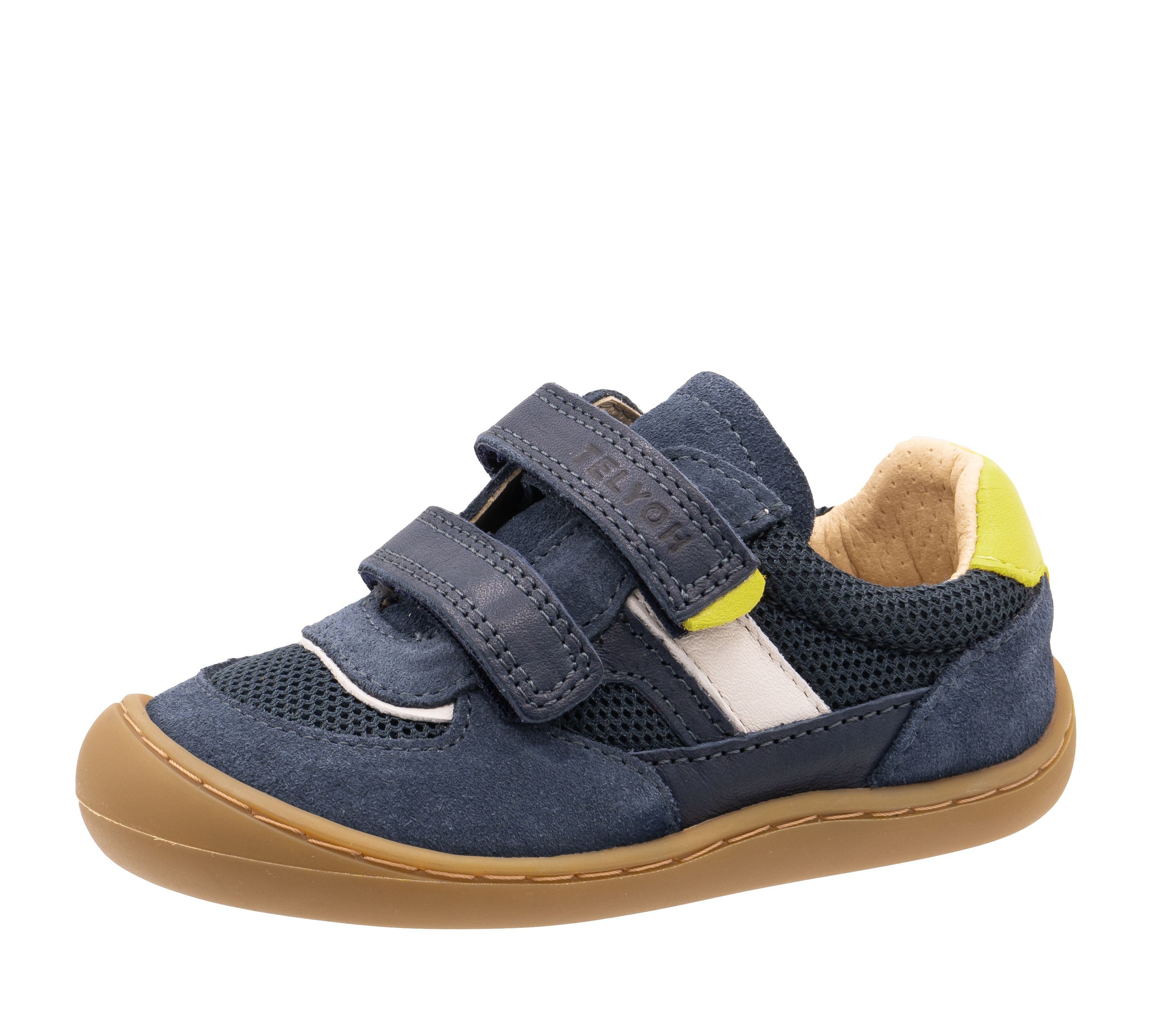 Telyoh Barfußschuhe Sneaker Kinder Barefoot Y01142 Leder Blau Lauflernschuh