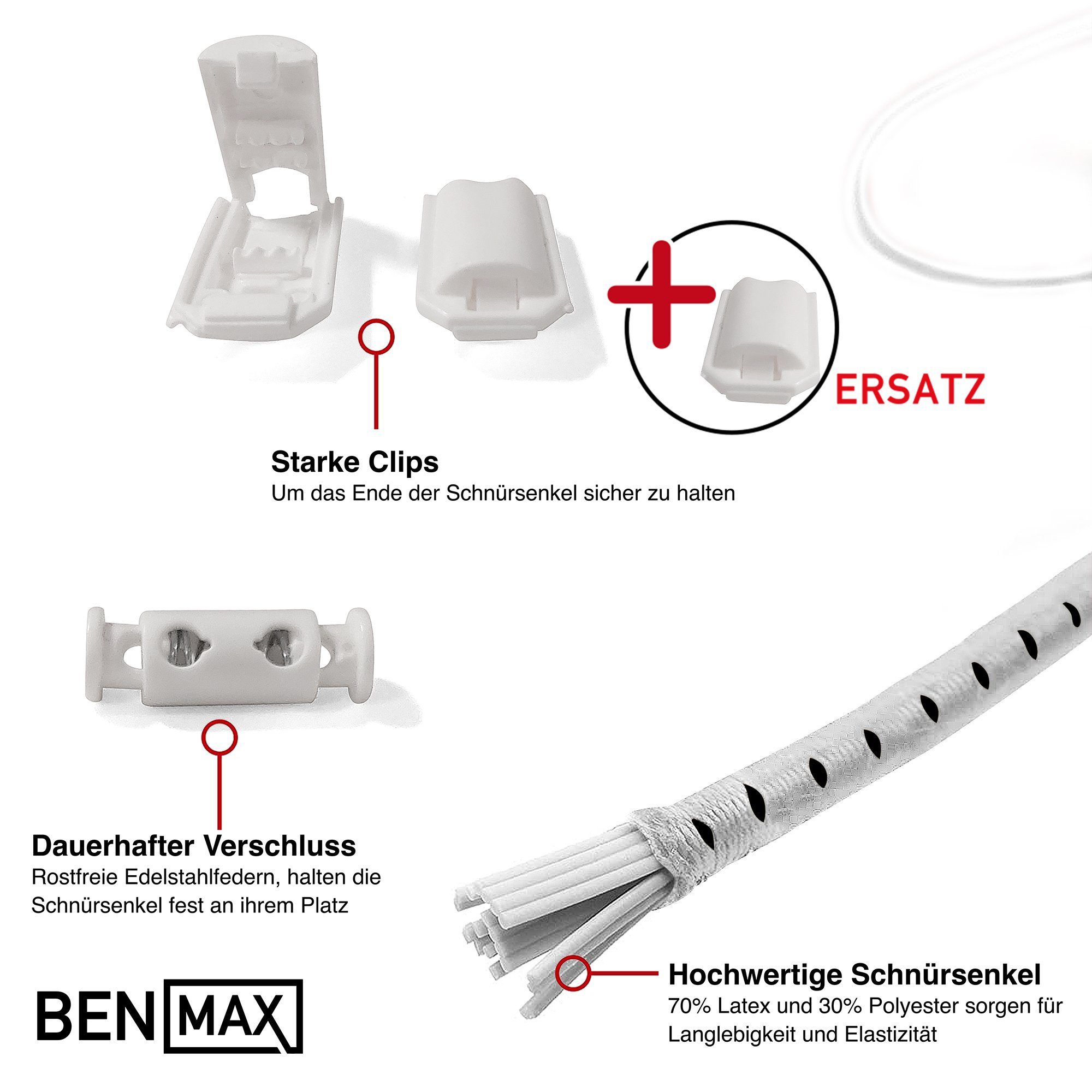 Smith & Solo Schnürsenkel Schnürsenkel ohne Binden, Elastisch