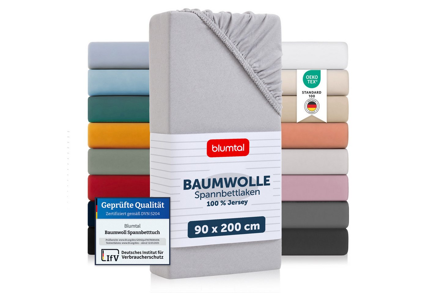 Blumtal Spannbettlaken Blumtal Basics 100% Baumwolle - Jersey, Baumwolle, Gummizug: Rundum, (2 Stück), Jersey Bettlaken - atmungsaktiv, strapazierfähig und faltenfrei