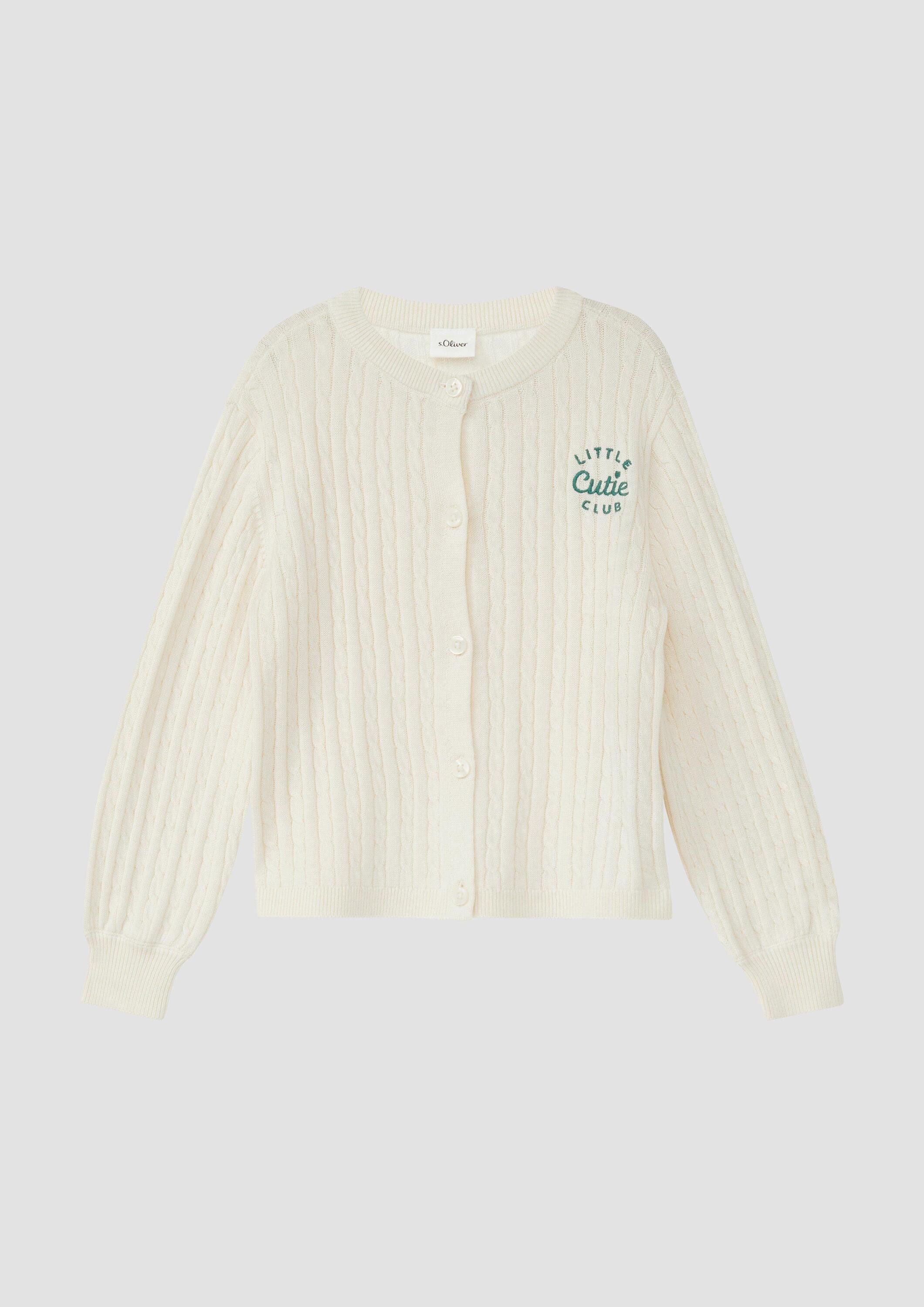 s.Oliver Cardigan Strickjacke Strickjacke mit Zopfmuster und Stickerei