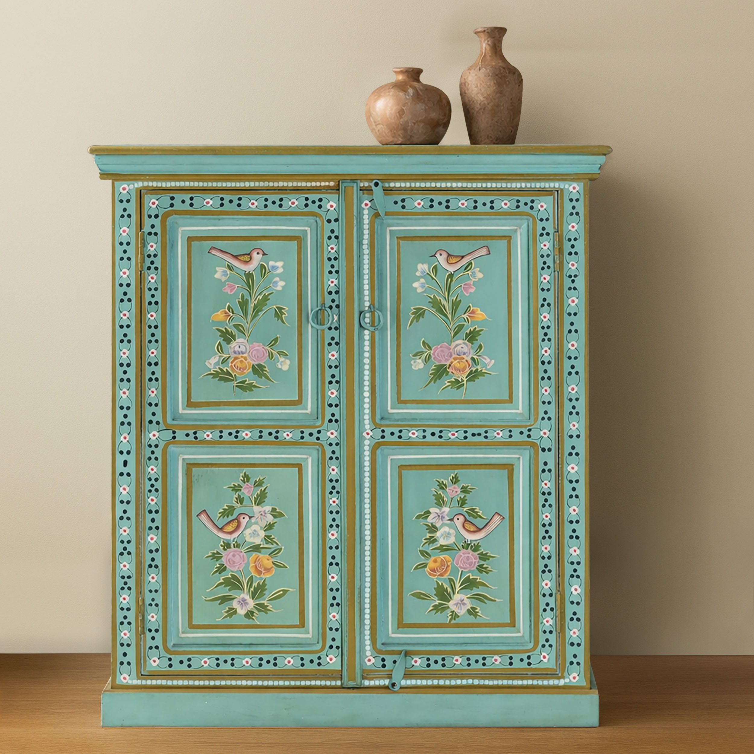 OTTO home Highboard Prem, mit dekorativen Fräsungen, handbemalt, Unika-Möbel, Breite 87 cm