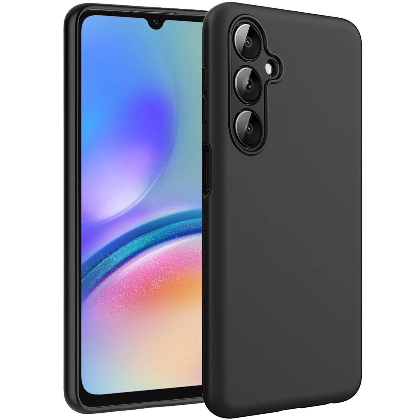 CoolGadget Handyhülle Handy Schutzhülle für Samsung Galaxy A05s matt schwarz 6,7 Zoll, Silikon TPU Hülle Schutz Tasche Cover schlicht Slim Case
