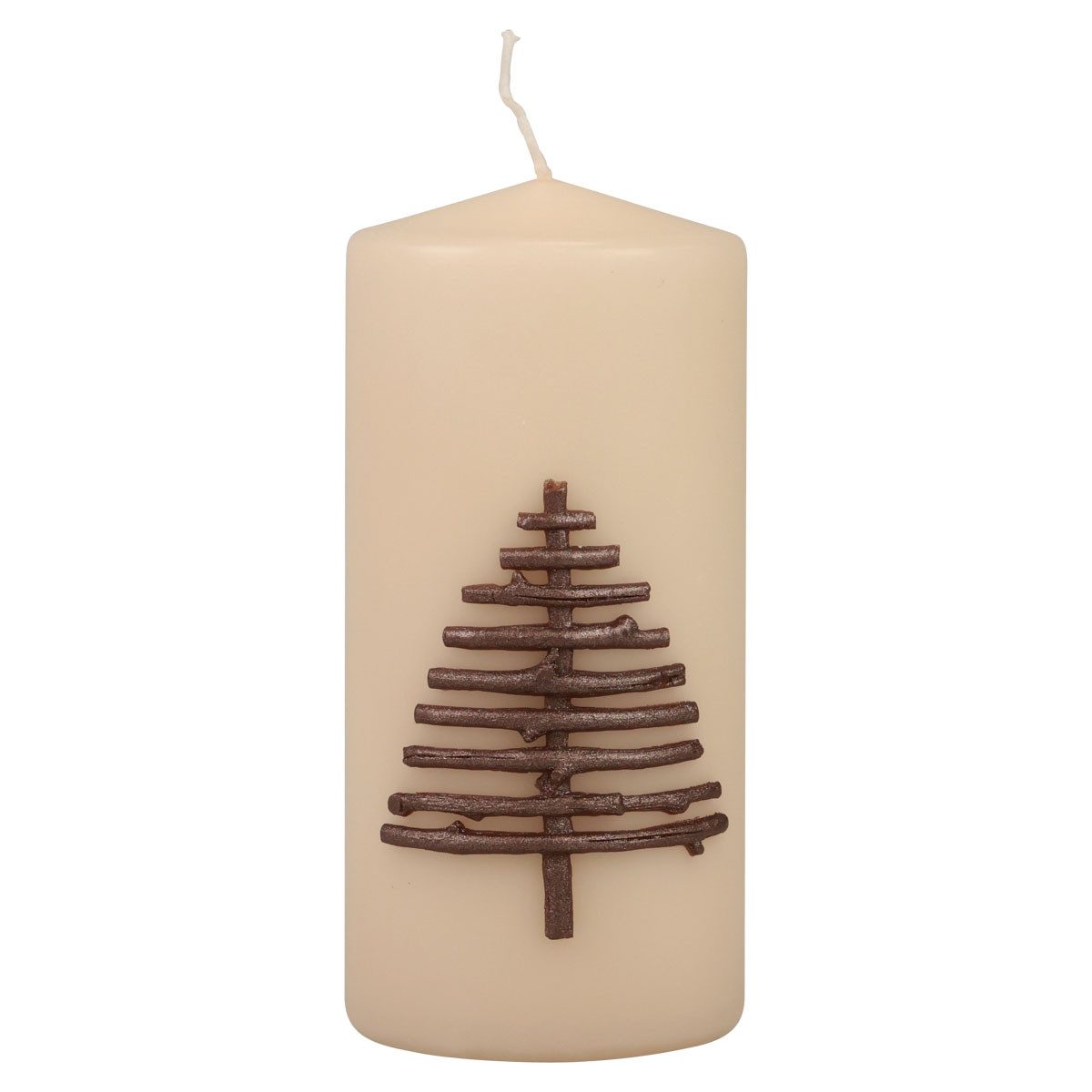 Wiedemann Kerzen Stumpenkerze Elegante Weihnachtskerze mit Tannenbaum-Motiv für