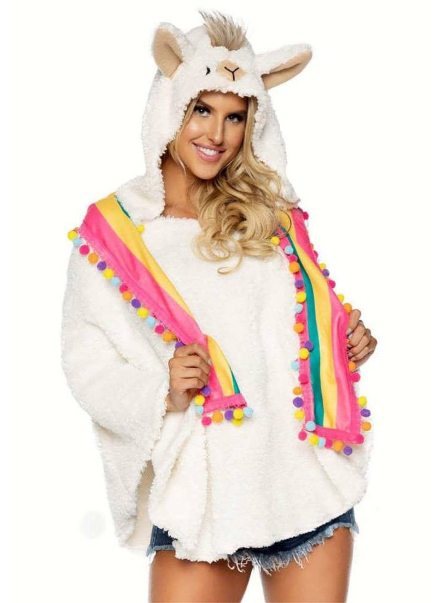 Leg Avenue Kostüm Lama Poncho - Karnevalskostüm Damen Fasching, Kuscheliger günstig online kaufen