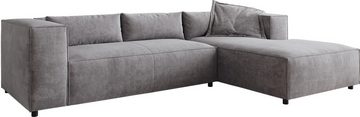 DELIFE Ecksofa Brom, Mikrofaser Grau 260x175 cm Recamiere rechts