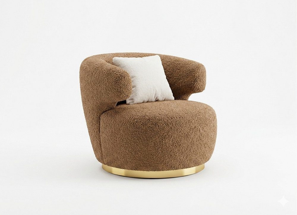 JVmoebel Loungesessel Entspannungsstuhl in edlem Braun mit Wellenunterfederung (Packung, 3-St., Entspannungsstuhl für das Wohnzimmer – Textil Sitzmöbel), Made in Europa