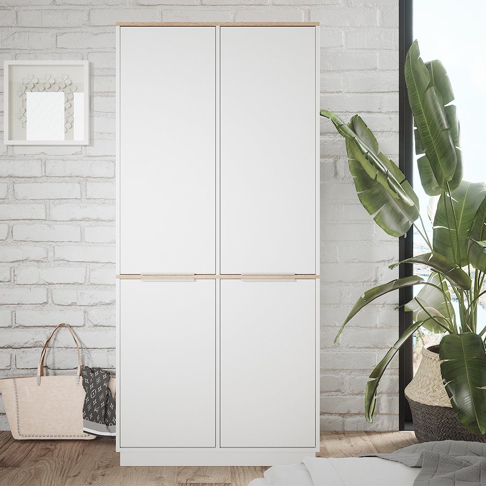 Vicco Aktenschrank Betti, Weiß/Sonoma, 82 x 179 cm mit 6 Regale günstig online kaufen