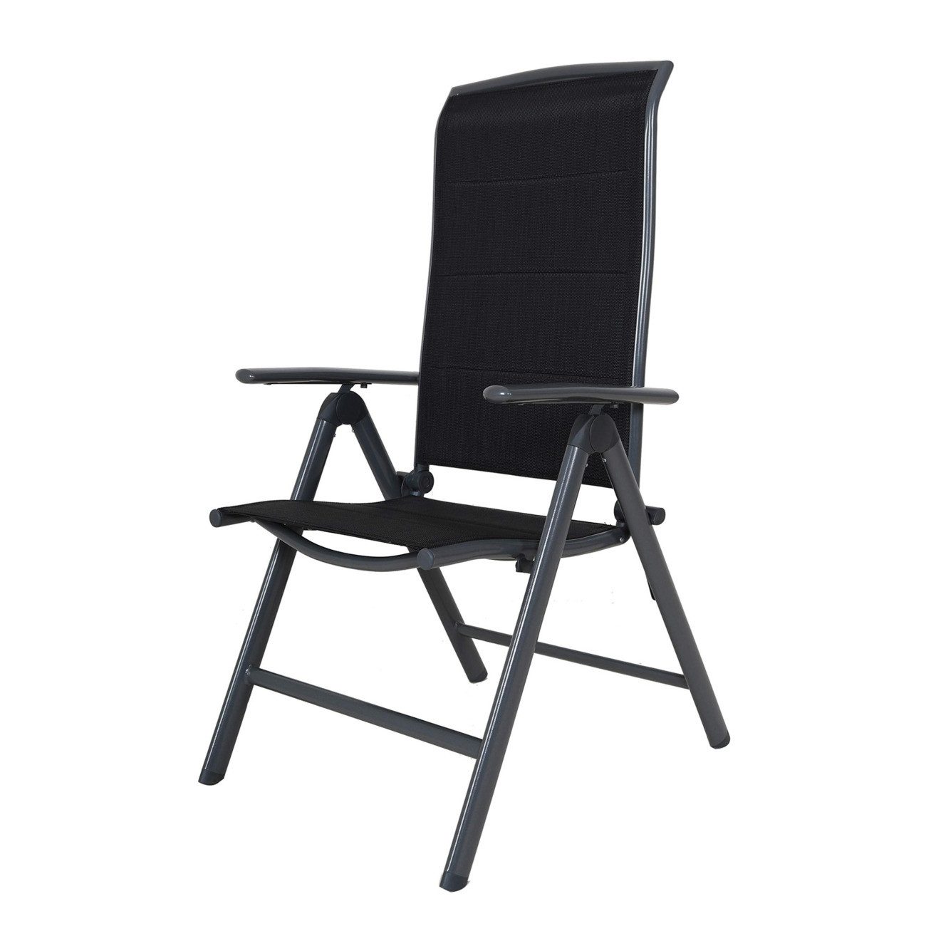 EBUY Klappstuhl Schwarzer klappbarer Stuhl mit hoher Rückenlehne