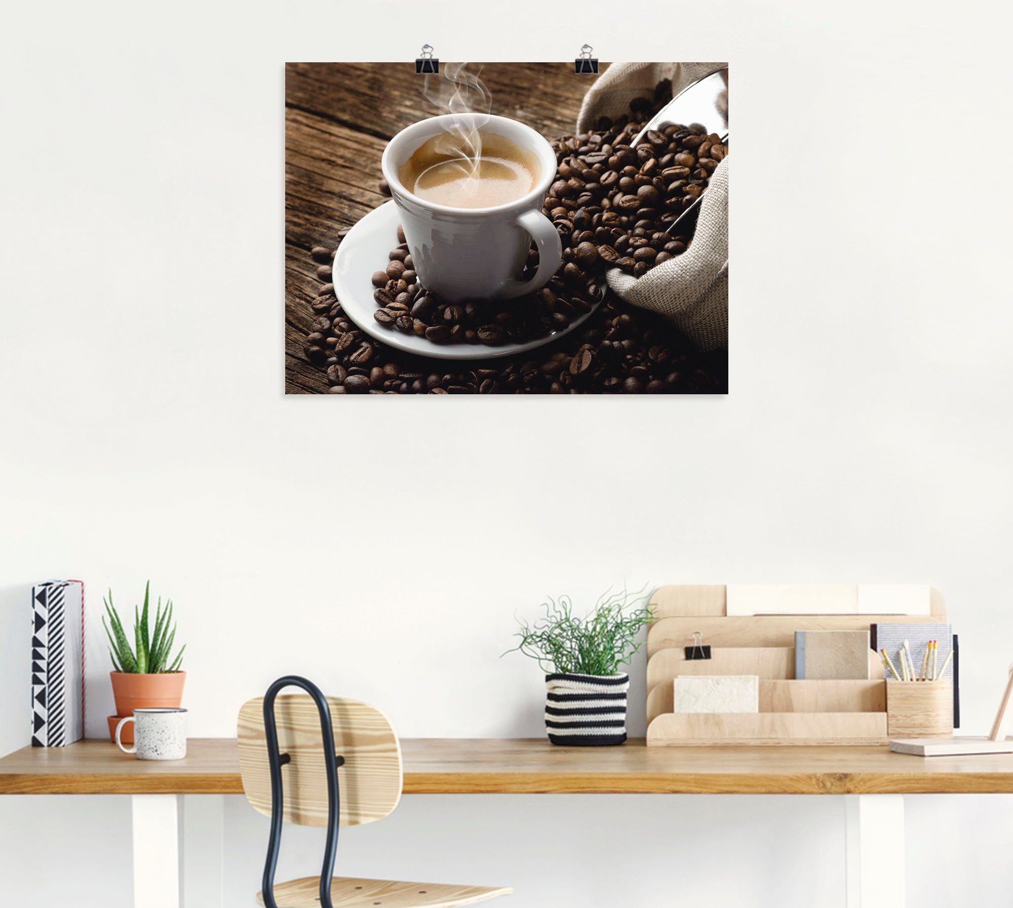 Artland Wandbild dampfender oder Leinwandbild, - Kaffee Getränke Kaffee, St), Wandaufkleber in Größen Alubild, als versch. Heißer Poster (1