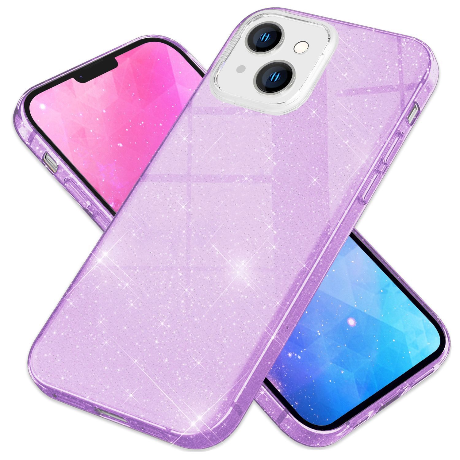 Nalia Smartphone-Hülle Apple iPhone 14 15,5 cm (6,1 Zoll), Glitzer Silikon Hülle / Verstärkte Innenseite / Glänzende Schutzhülle
