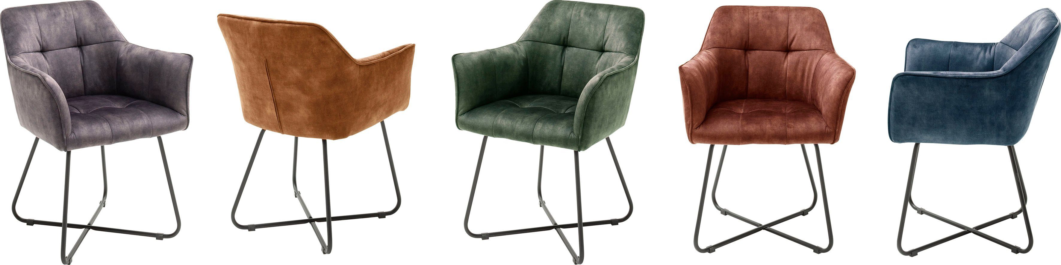 MCA furniture Esszimmerstuhl Panama (Set, Olive mit belastbar Olive Stuhl St), 120 Keder, Vintage Kg 2 | Veloursoptik bis