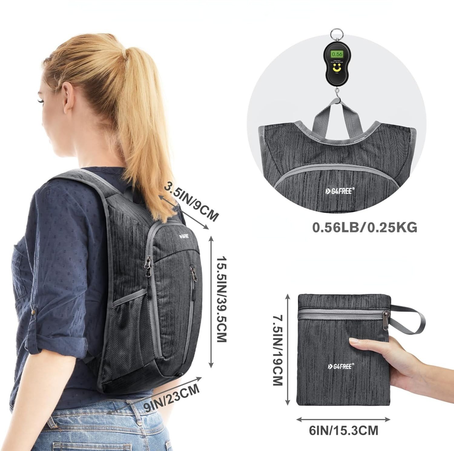 G4Free Wanderrucksack 10L Kleiner Wanderrucksack Leicht Faltbar Freizeit Tagesrucksack (1-tlg), 10-Liter-Freizeit-Faltrucksack